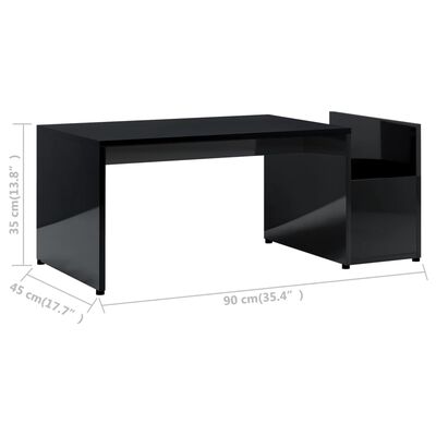 vidaXL Coffee Table High Gloss Black 90x45x35 cm Chipboard