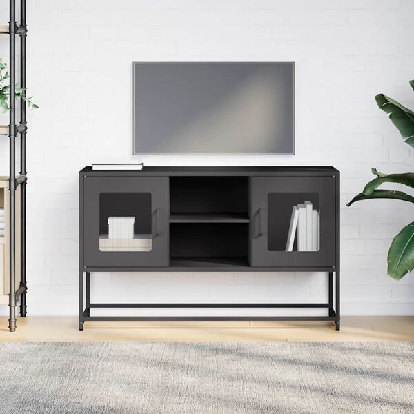 vidaXL TV Cabinet Black 100.5x39x60.5 cm Steel