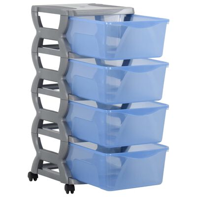 vidaXL Rollable Drawer Cabinet 36x40x80 cm Grey and Blue