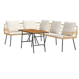 vidaXL Garden Sofa Set 2 pcs Natural Poly Rattan