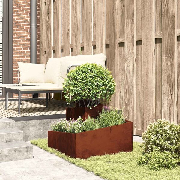 vidaXL Garden Planter Brown 60 x 60 x 50 cm Weathering Steel