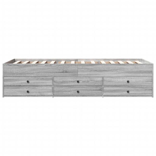 vidaXL Daybed with Drawers without Mattress Grey Sonoma 90x200 cm