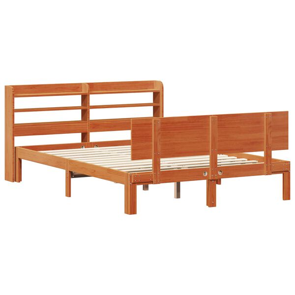vidaXL Bed Frame with Headboard 2 pcs Wax Brown Solid Pine Wood