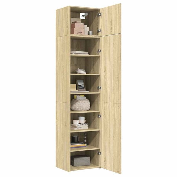 vidaXL Slim Storage Cabinet Sonoma Oak 50x42.5x225 cm Engineered Wood