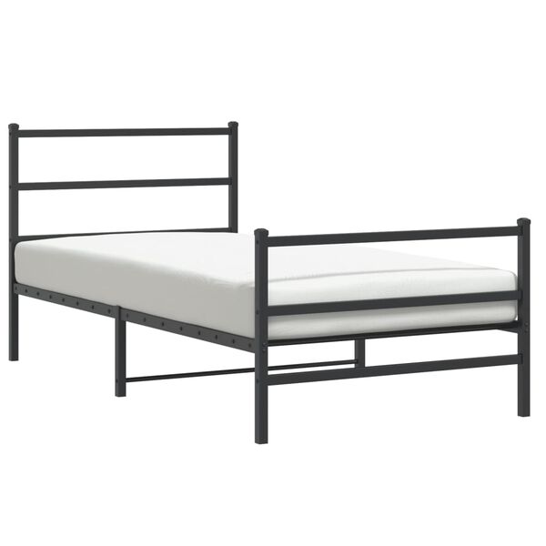 vidaXL Metal Bed Frame without Mattress with Footboard&nbsp;Black 100x190cm