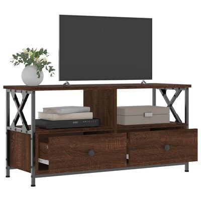 vidaXL TV Cabinet Brown Oak 90x33x45 cm Engineered Wood&Iron