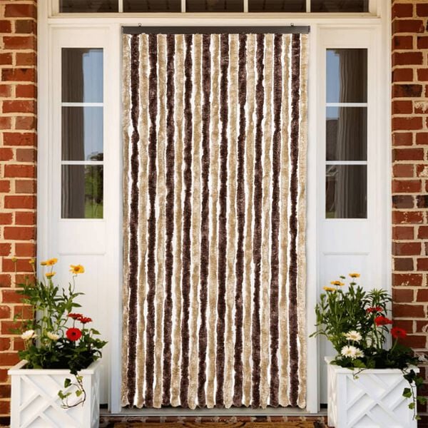 vidaXL Insect Curtain Beige and Light Brown 90x220 cm Chenille