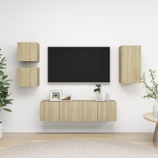 vidaXL 5 Piece TV Cabinet Set Sonoma Oak Engineered Wood