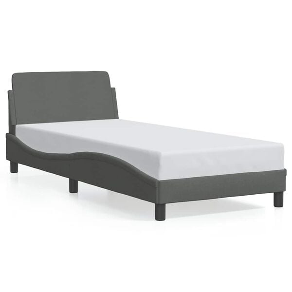 vidaXL Bed Frame "Dover" Dark Grey 90x190 cm Single Fabric