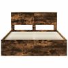 vidaXL Bed Frame Smoked Oak 135 x 190 cm Solid Pine Wood