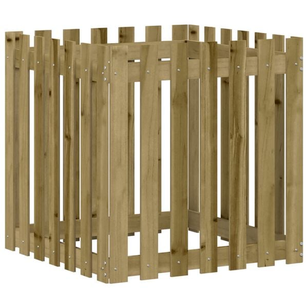 vidaXL Garden Planter with Fence Design 70x70x70 cm Impregnated Wood Pine