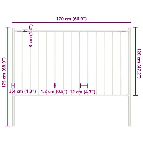 vidaXL Fence Panel Woerden with Posts Steel 1.7x1.25 m White