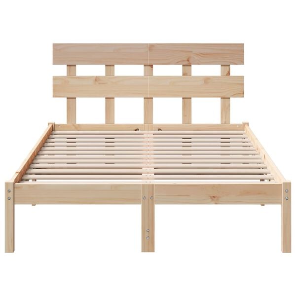 vidaXL Bed Frame with Headboard Brown 120 x 200 cm Solid Pine wood