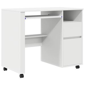 vidaXL Desk with Wheels White Engineered Wood 91 x 50 x 77 cm