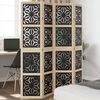 vidaXL Room Divider 4 Panels Brown and Black Solid Wood Paulownia