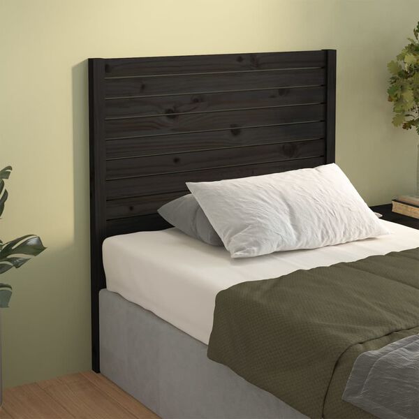 vidaXL Bed Headboard Black 81x4x100 cm Solid Wood Pine