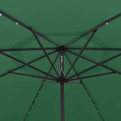 vidaXL Outdoor Parasol with LED Lights and Metal Pole 400 cm Green