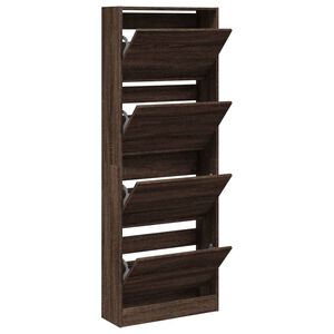 vidaXL Shoe Cabinet Brown Oak 60x21x163.5 cm Engineered Wood