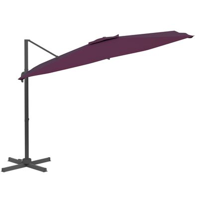 vidaXL Cantilever Umbrella with Aluminium Pole Bordeaux Red 400x300 cm