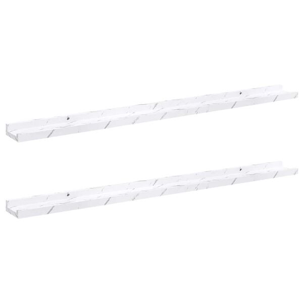 vidaXL Wall Shelf 2 pcs White Marble 100 x 9 x 3 cm Engineered Wood