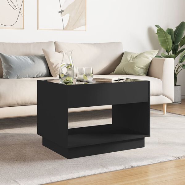vidaXL Coffee Table with Infinity LED Black 70x50x50 cm