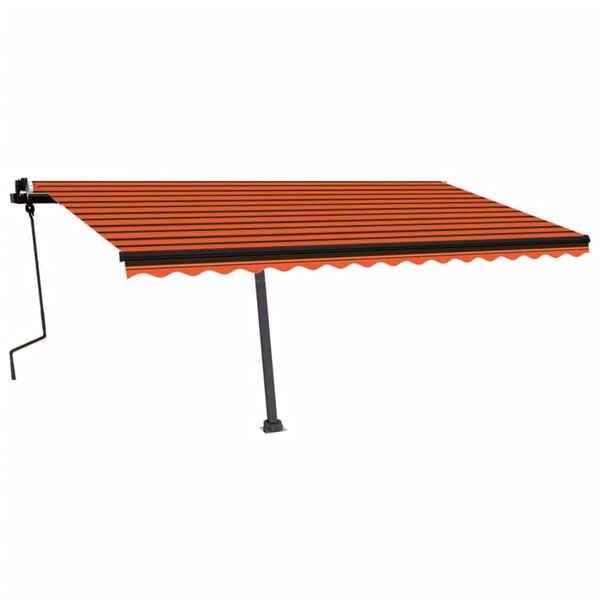 vidaXL Freestanding Manual Retractable Awning 450x350 cm Orange/Brown