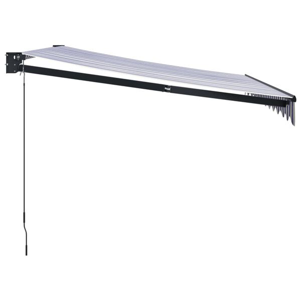 vidaXL Retractable Awning Blue and White 3.5x2.5 m Fabric and Aluminium