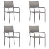 vidaXL 5 Piece Garden Dining Set Grey and Black Poly Rattan and Steel