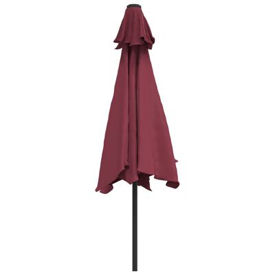 vidaXL Outdoor Parasol with LED Lights and Steel Pole 300 cm Bordeaux Red