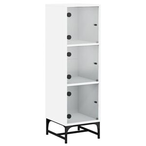 vidaXL Highboard with Glass Doors White 35x37x120 cm