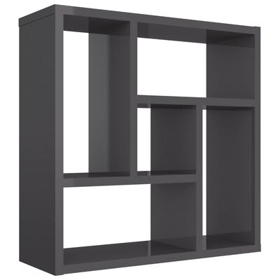 vidaXL Wall Shelf High Gloss Grey 45.1x16x45.1 cm Engineered Wood