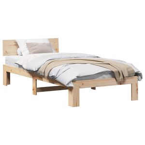 vidaXL Bed Frame with Headboard Natural 75 x 190 cm Solid Pine Wood