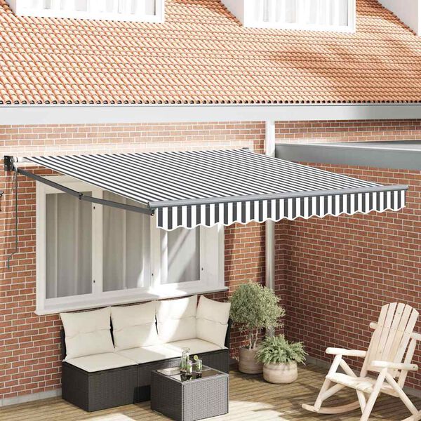 vidaXL Retractable Awning Anthracite and White 3x2.5 m Fabric&Aluminium