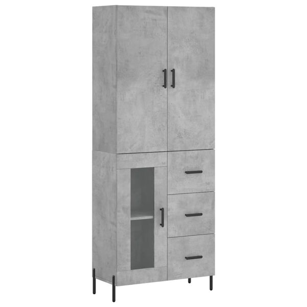 vidaXL Highboard Concrete Grey 69.5x34x180 cm Engineered Wood