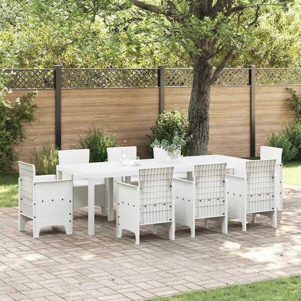 vidaXL Garden Dining Table White 250 x 100 x 73 cm Poly Rattan