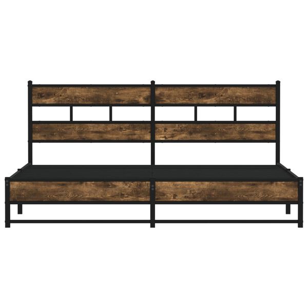 vidaXL Metal Bed Frame without Mattress Smoked Oak 193x203 cm