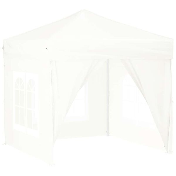 vidaXL Folding Party Tent with Sidewalls White 2x2 m