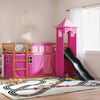 vidaXL Bunk Bed without Mattress with Slide and Curtains Pink 80x200 cm