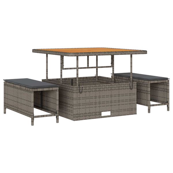 vidaXL Garden Dining Set Grey Poly rattan