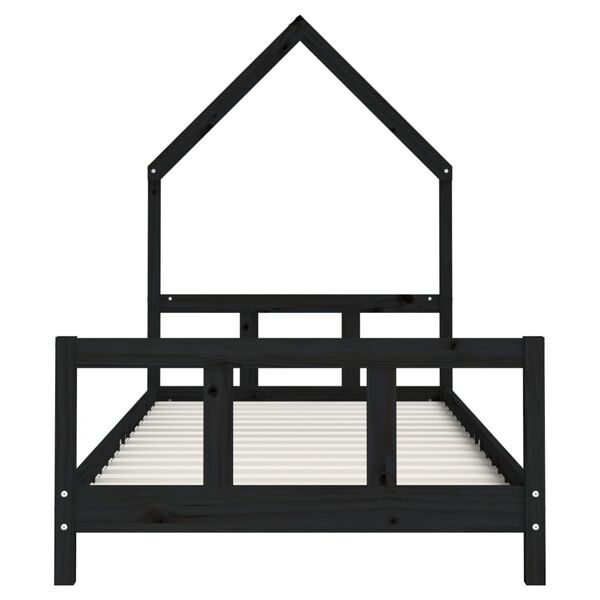 vidaXL Kids Bed Frame Black 90x190 cm Solid Wood Pine