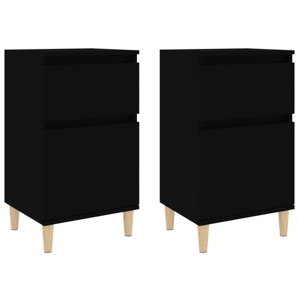 vidaXL Bedside Cabinets 2 pcs Black 40x35x70 cm