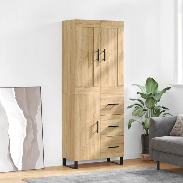 vidaXL Highboard Sonoma Oak 69.5x34x180 cm Engineered Wood