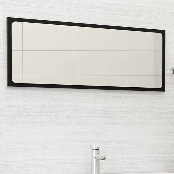 vidaXL Bathroom Mirror Black 100x1.5x37 cm Engineered Wood