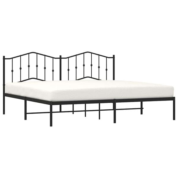vidaXL Metal Bed Frame without Mattress with Headboard Black 193x203cm