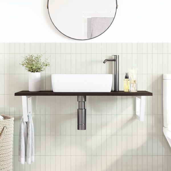 vidaXL Basin Shelf Wall Mounted Steel and Solid Wood Oak
