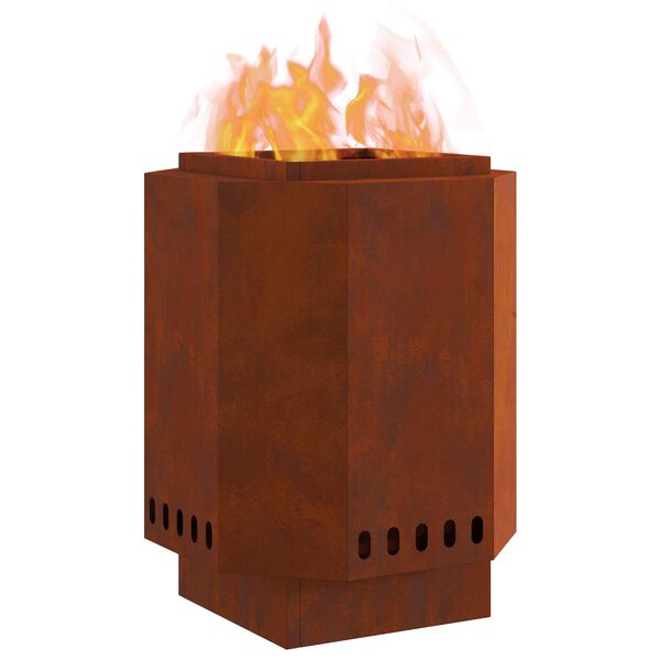 vidaXL Smokeless Fire Pit Brown 38 x 38 x 51 cm Weathering Steel