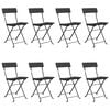 vidaXL Folding Bistro Chairs 8 pcs Black Poly Rattan and Steel