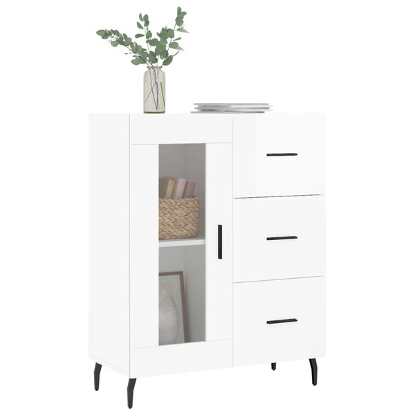 vidaXL Sideboard High Gloss White 69.5x34x90 cm Engineered Wood