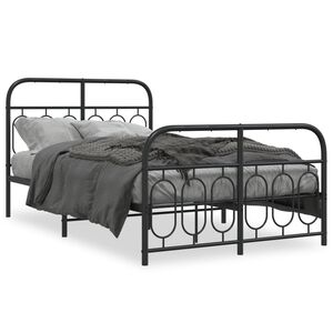 vidaXL Metal Bed Frame without Mattress with Footboard Black 120x190cm