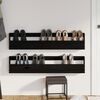 vidaXL Wall-mounted Shoe Racks 2 pcs Black 110x9x23 cm Solid Wood Pine